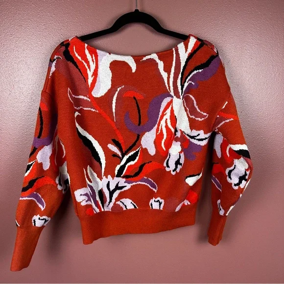 Maeve Boat Neck Orange and White Knit Sweater Size XS - Picture 11 of 11